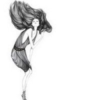 黑白头像素描长发女【点击鼠标右键下载】