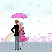 撑雨伞的动漫情侣头像超萌版【点击鼠标右键下载】