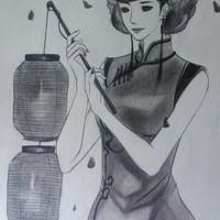 素描头像透视结构图片,女性头像素描