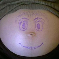 真人恶搞头像,画在孕妇肚子上的画儿