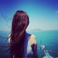 海边唯美意境女生背影头像
