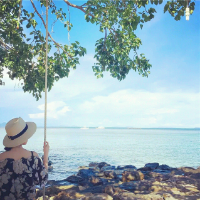 海边蓝色调清新的微信女生头像