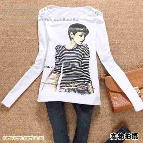 大码女装长袖纯棉黑白