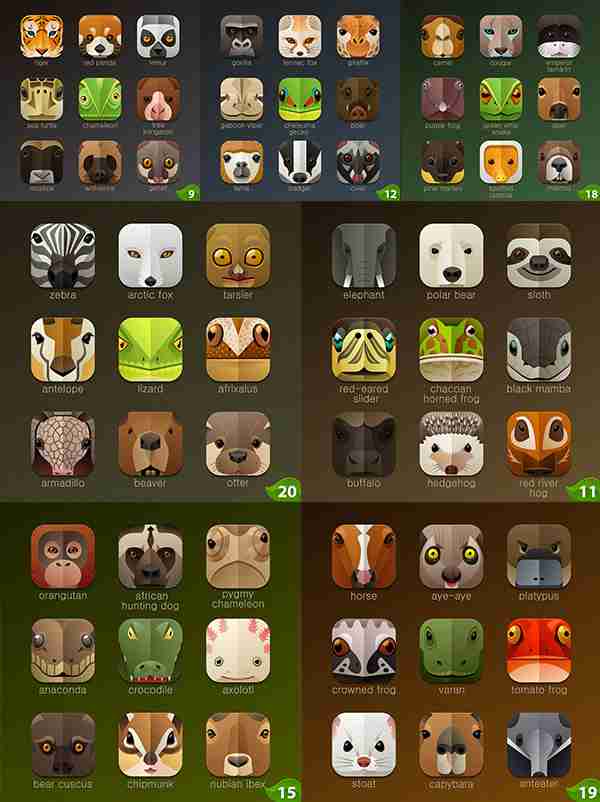 手机动物头像图标矢量图