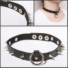 牛皮项链欧美朋克项链非主流吊环项圈项链女颈链尖钉