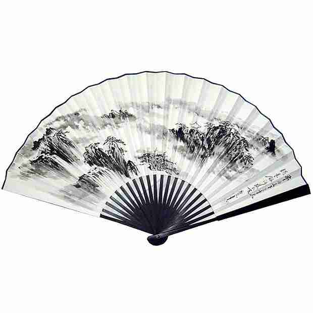 黄山风景水墨画纯手绘扇子