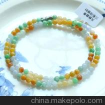 粉红+绿色玉石复古项链