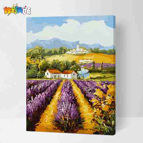 数字油画客厅卧室风景薰衣草花卉手绘diy装饰画