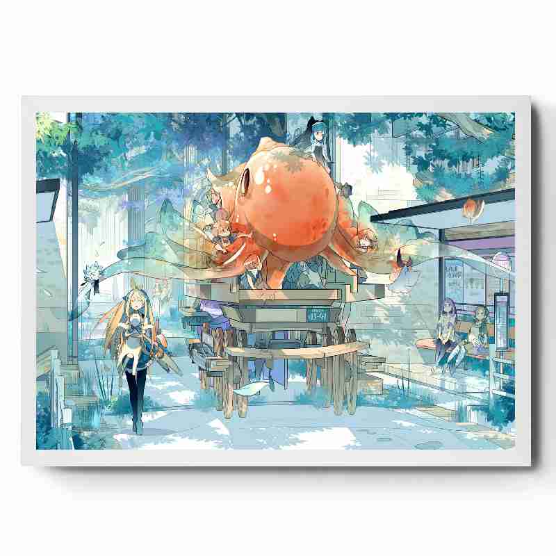 小清新插画时尚现代简约实木有框装饰画酒吧书房