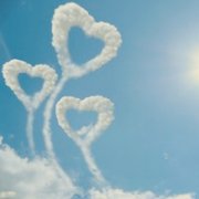 蓝天下的浪漫心形云朵头像图片