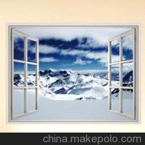 浪漫屋五代可移除壁窗〖雪山风景〗墙壁贴纸
