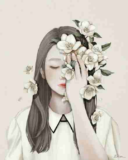 有植物的微信手绘唯美女生头像