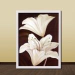 抽象百合花卉装饰画现代客厅卧室有框画黑白仿油画挂