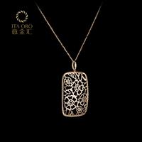 k金方形花朵图案吊坠