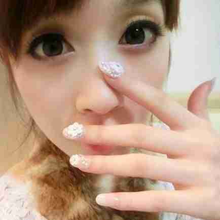 清新甜美花朵日系婚礼美甲