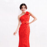 大花朵鱼尾拖地婚纱