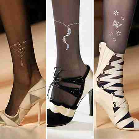 丝连裤袜脚踝钻石蝴蝶花朵