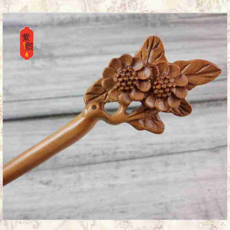 手工雕刻名贵花朵簪子