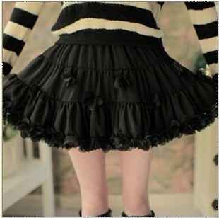 娇艳花朵密布花蕊花瓣摆围圈雪纺层蓬蓬裙