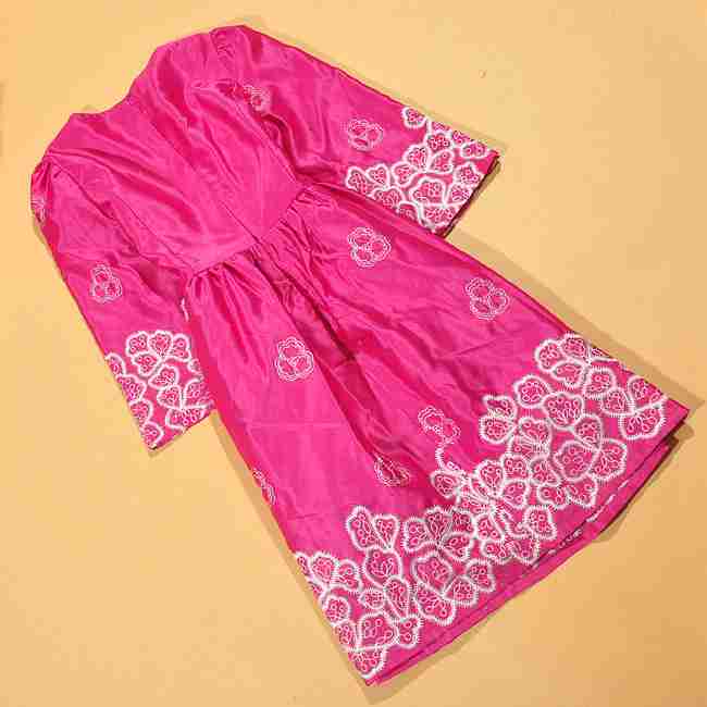 花朵高腰大摆仿缎面