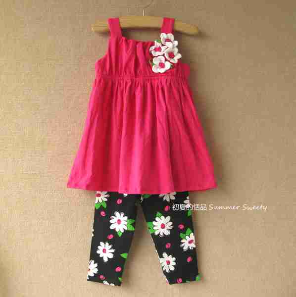 外贸儿童女童装花朵背心裙