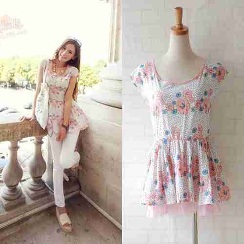 黎supia高腰花朵圆点公主