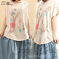 淡雅卡通梅花鹿花朵