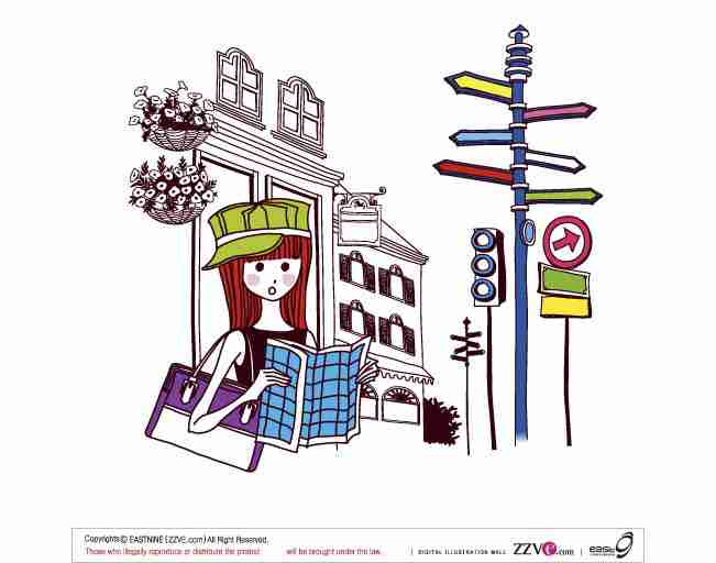 女性|街道|盆栽