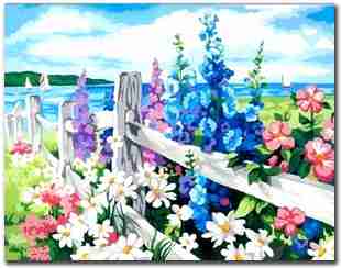 绘油画亚麻布壁画花海