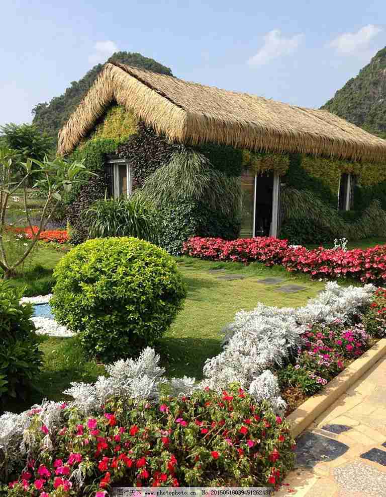 绿色植物屋摄影图__建筑摄影