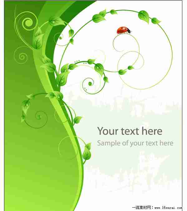 绿色植物瓢虫矢量