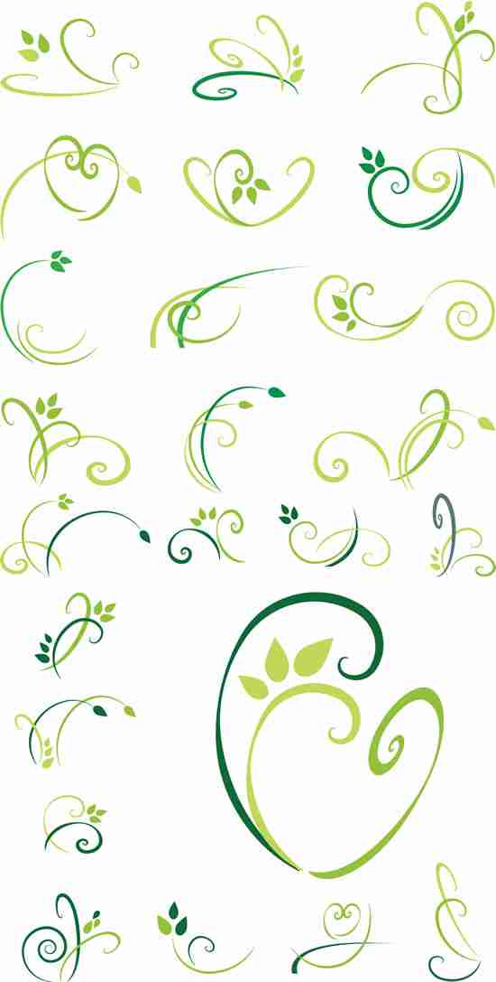 绿色抽象植物花纹矢量图