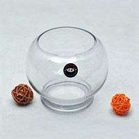 低底烛台玻璃花瓶水培植物可配定植篮适合养铜钱草