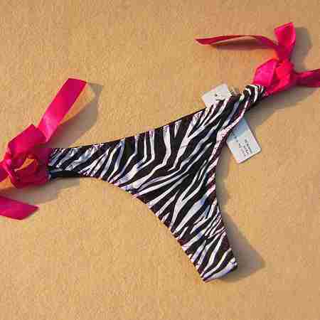 系带蝴蝶结虎纹女士丁字裤诱惑t裤性感舒适