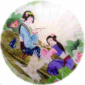 泸州油纸伞|荷花仕女|文化礼品|舞蹈伞|防雨手工伞