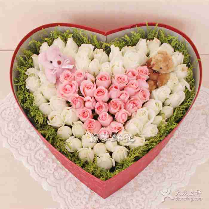 缘梦鲜花速递枝粉玫瑰高档礼盒装鲜花