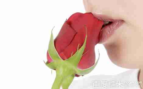 玫瑰花与美女嘴唇摄影图