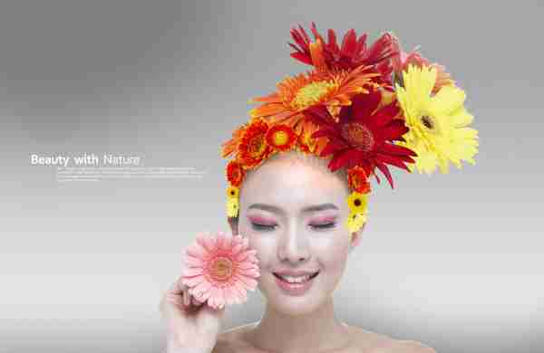 美丽鲜花与美女模板下载编号人物