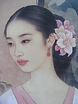 鲜花工笔美女图片