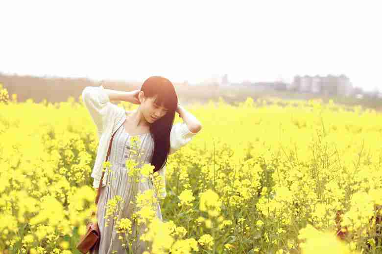 油菜花里赏美女