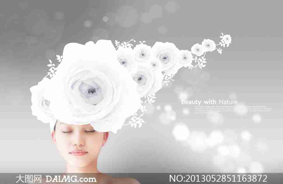 鲜花与美女模板下载编号人物图片