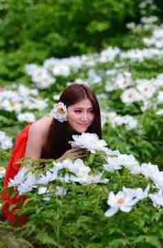 美少女在花丛中嬉戏花仙子在世