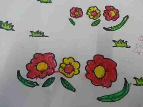 绘画美丽的花丛