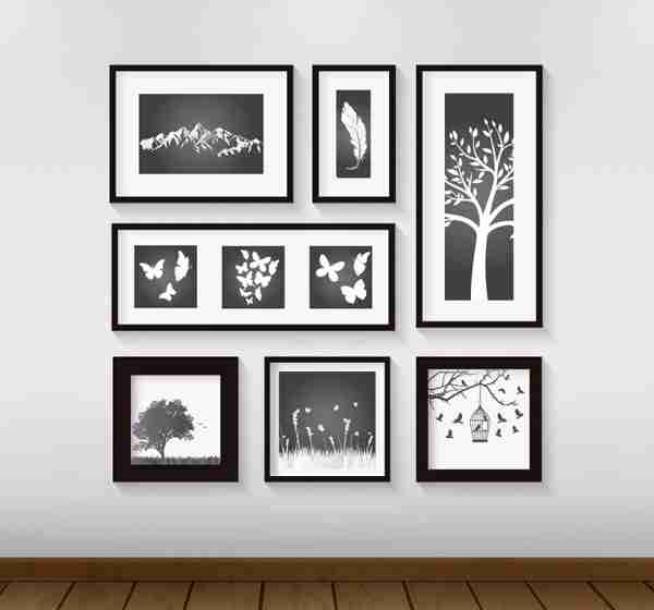 简洁植物照片墙矢量