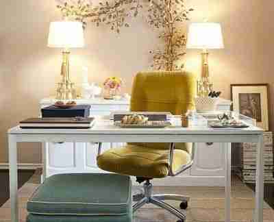 小三居简约书房植物背景墙装修效果图