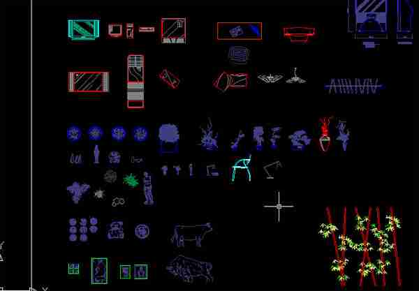 简约大师梁志天常用cad图块下载植物