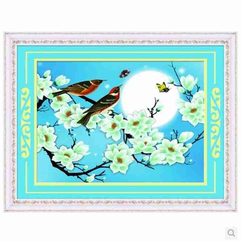 花好月圆十字绣植物花卉简约现代