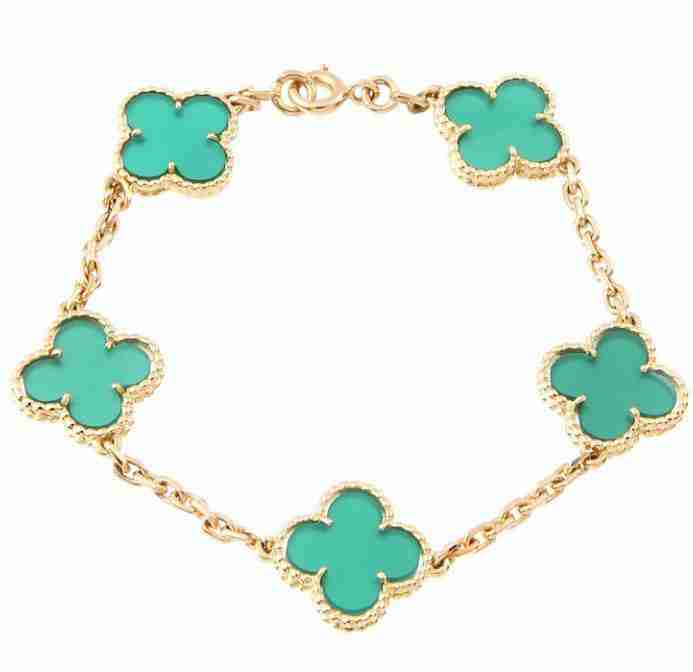 经典黑色五花四叶草手链