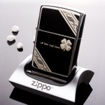 zippo打火机黑冰四叶草