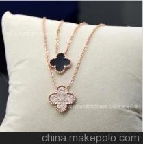 多图黑色四叶草项链